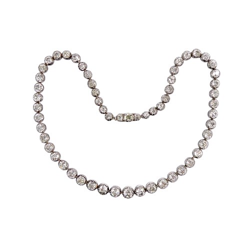 19th century graduated old brilliant cut diamond necklace, c.1870,